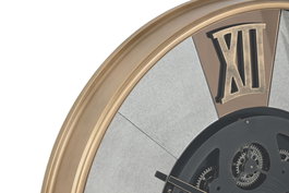 DKD Home Decor Reloj de Pared Vintage Negro Dorado Metal Cristal 80 x 80 x 9.5 cm