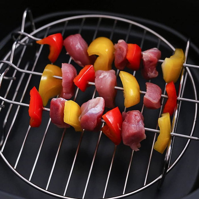 Inde - Rejilla Red con 3 Pinchos para Airfryer, Parrilla de Aire Caliente 19.5x19.5x5 cm (12 Unidades)
