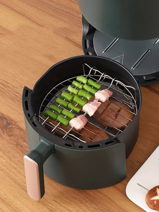 Inde - Rejilla Red con 3 Pinchos para Airfryer, Parrilla de Aire Caliente 19.5x19.5x5 cm (12 Unidades)