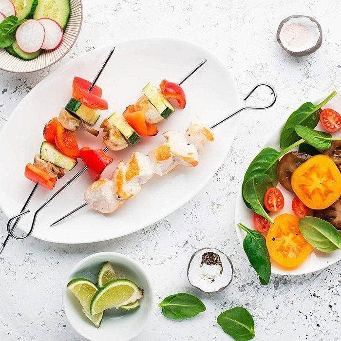 Inde - Rejilla Red con 3 Pinchos para Airfryer, Parrilla de Aire Caliente 19.5x19.5x5 cm (12 Unidades)