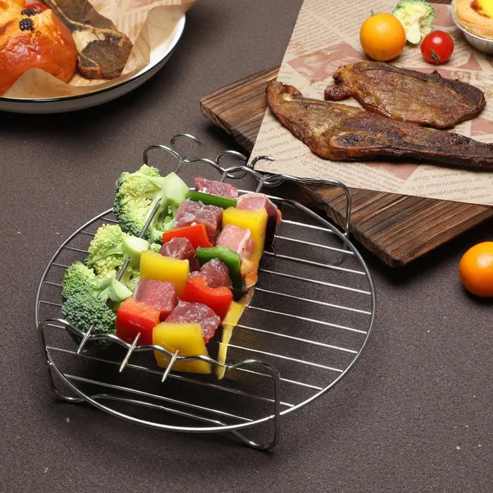 Inde - Rejilla Red con 3 Pinchos para Airfryer, Parrilla de Aire Caliente 19.5x19.5x5 cm (12 Unidades)