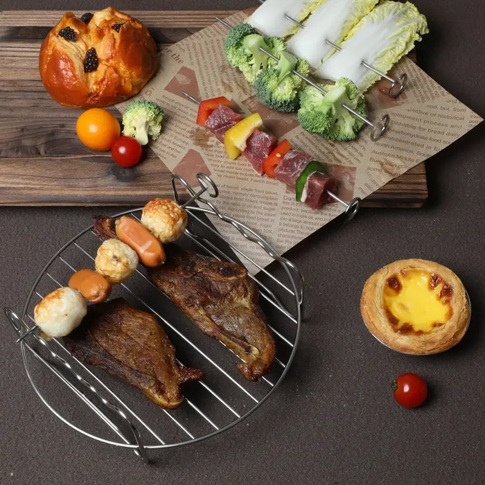 Inde - Rejilla Red con 3 Pinchos para Airfryer, Parrilla de Aire Caliente 19.5x19.5x5 cm (12 Unidades)