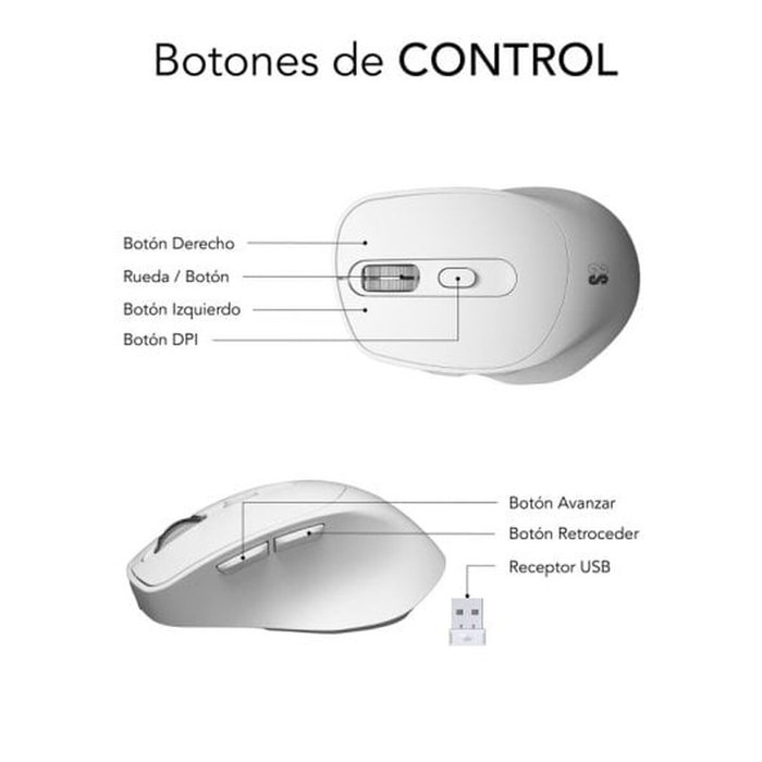 Subblim Comfort Ergo Dual Ratón Ergonómico Inalámbrico Blanco Subblim Comfort Ergo Dual Ratón Ergonómico Inalámbrico Blanco