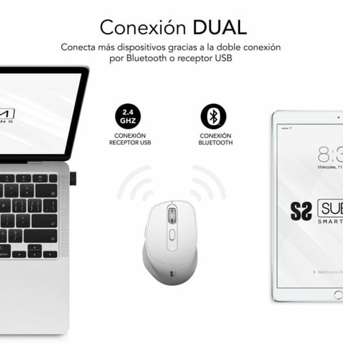 Subblim Comfort Ergo Dual Ratón Ergonómico Blanco Subblim Comfort Ergo Dual Ratón Ergonómico Blanco