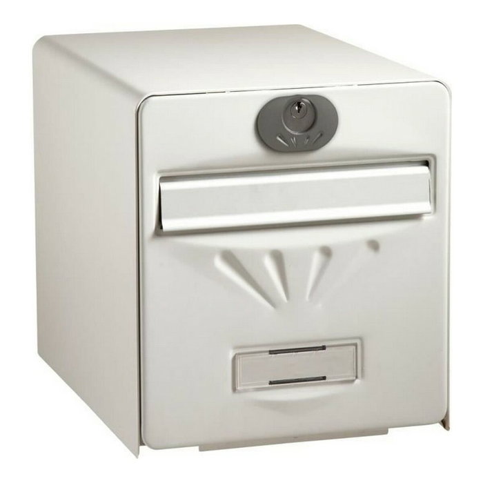 Burg Wachter Buzón costero de acero galvanizado - Puerta trasera de cristal - Blanco