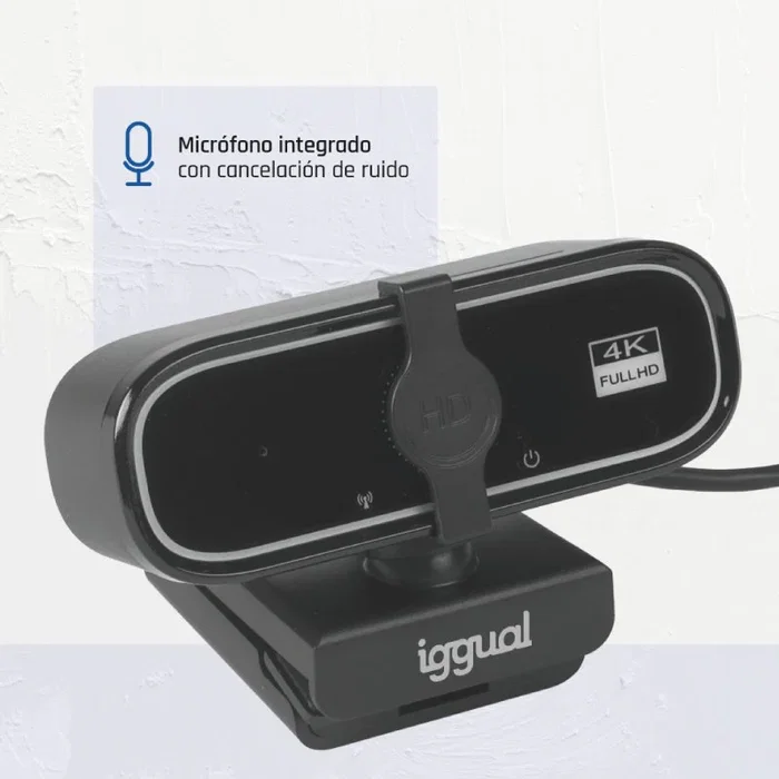 Iggual Webcam USB 4K UHD WC3840 Business Pro View - 8 MP, Gran Angular, Micrófono con Cancelación de Ruido, Plug & Play, Negro - igg319949