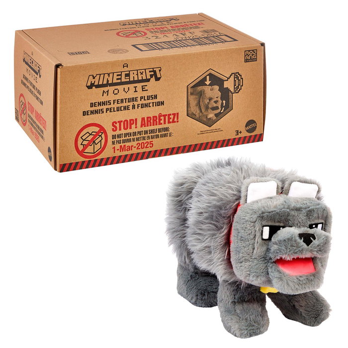 Mattel Peluche Dennis El Lobo Minecraft JKB90 con Sonido 20 cm
