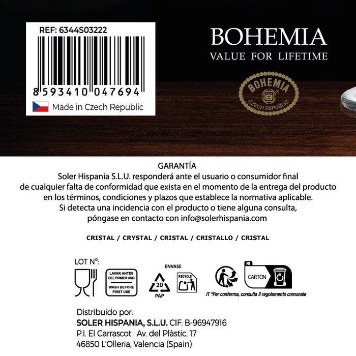 Bohemia Set de 6 Copas para Champagne, Vidrio Bohemia Clara, Capacidad 220 cc, Dimensiones 20.8 cm Largo x 14.7 cm Ancho x 25.4 cm Alto (4 Cajas) Bohemia Set de 6 Copas para Champagne, Vidrio Bohemia Clara, Capacidad 220 cc, Dimensiones 20.8 cm Largo x 14.7 cm Ancho x 25.4 cm Alto (4 Cajas)
