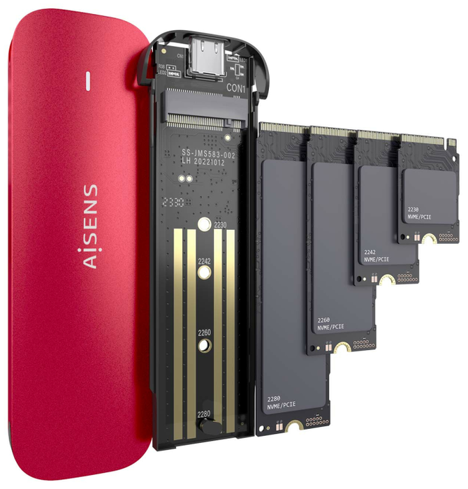 Aisens ASM2-027RED Caja Externa para SSD M.2 NVMe USB 3.2 Gen2 Rojo