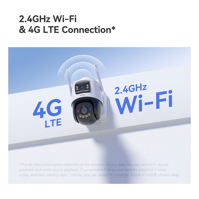 Imou AOV Dual Kit Cámara de Seguridad Exterior PTZ 5MP+5MP (10 MP Total), 4G+LTE y WiFi, Visión Nocturna 25m, Resolución 2880x1620, Seguimiento Automático, Resistente al Agua Imou AOV Dual Kit Cámara de Seguridad Exterior PTZ 5MP+5MP (10 MP Total), 4G+LTE y WiFi, Visión Nocturna 25m, Resolución 2880x1620, Seguimiento Automático, Resistente al Agua
