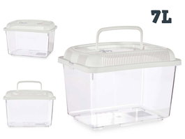 Mascow Pecera Grande Blanca 30x20 cm con Asas y Doble Apertura, Plástico Transparente, 7L (Set de 8)