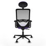 Silla de oficina Zulema con mecanismo Sincro tapizada con Tela color Lila y malla color Blanco. Equipada con lumbar 1D, Brazos 2D, Cabecero Fijo y Ruedas 65mm nailon