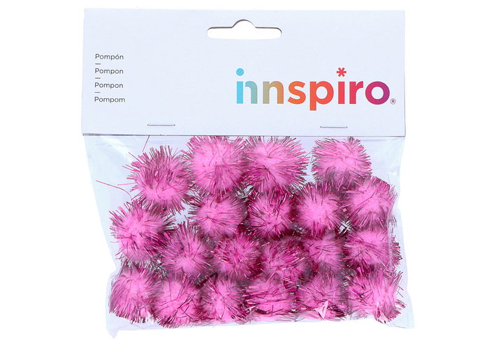 Innspiro Pompones brillantes rosa 25mm (20 unidades) Innspiro Pompones brillantes rosa 25mm (20 unidades)