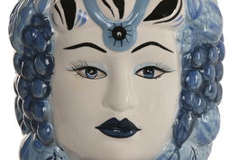 DKD Home Decor Macetero Mediterraneo Sicilia 2024 Blanco Azul Porcelana 15 x 26 x 15 cm