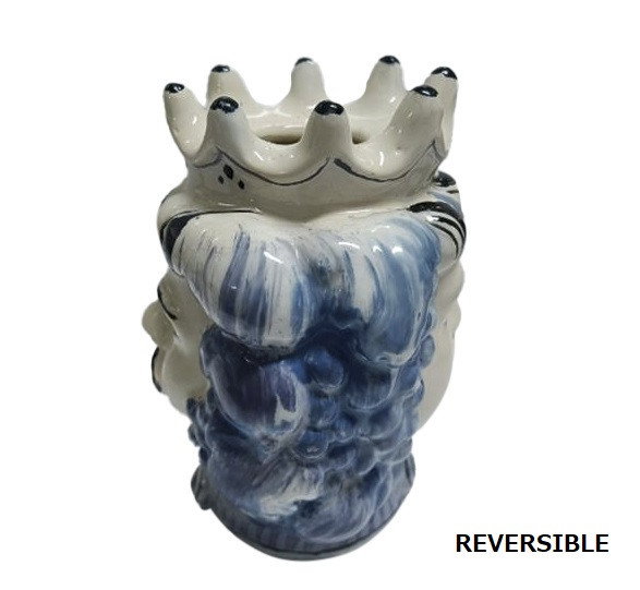 DKD Home Decor Macetero de Porcelana 2 en 1 Blanco y Azul