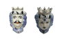 DKD Home Decor Macetero de Porcelana 2 en 1 Blanco y Azul