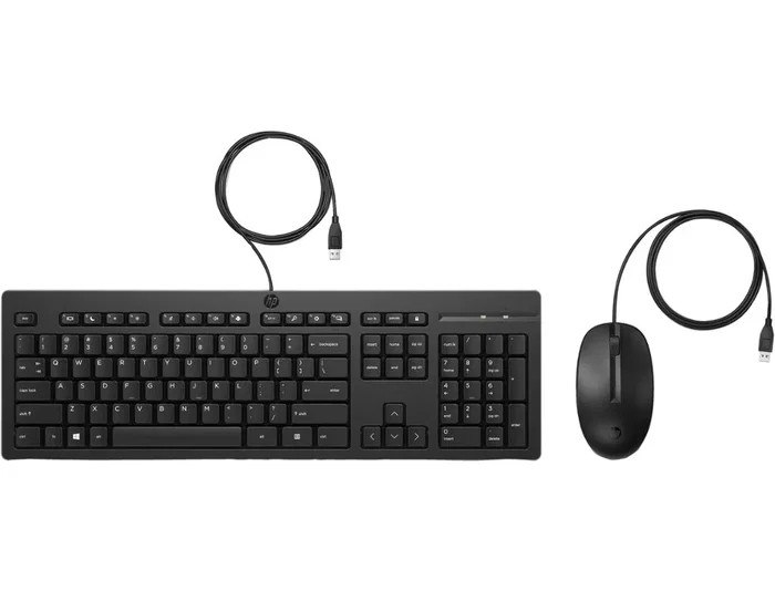 HP Combo 225 Teclado y Ratón Negro con cable USB