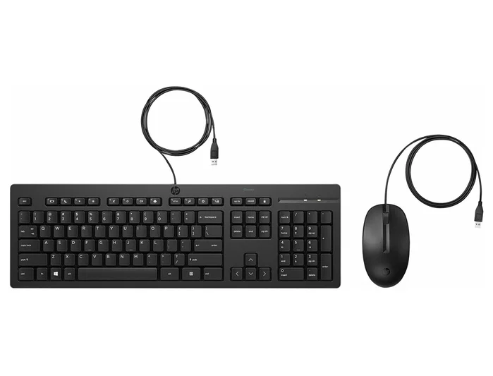 HP Combo 225 Teclado y Ratón Negro con cable USB