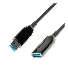 ROLINE Cable USB 3.2 Gen 1 (5 Gbit/s) A Macho a A Hembra, 10 m, Negro (12.04.1075)