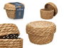 Giftdecor Cesto Tapa Redondo Pequeño Natural Fibra Natural (Totora) 14 cm x 11 cm x 14 cm (Set de 12)