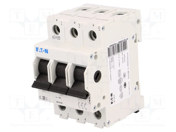 EATON ELECTRIC Interruptor de aislamiento IS-32/3 de 3 polos, 32A, 240VAC EATON ELECTRIC Interruptor de aislamiento IS-32/3 de 3 polos, 32A, 240VAC