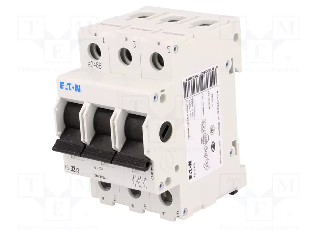 EATON ELECTRIC Interruptor de aislamiento IS-32/3 de 3 polos, 32A, 240VAC EATON ELECTRIC Interruptor de aislamiento IS-32/3 de 3 polos, 32A, 240VAC