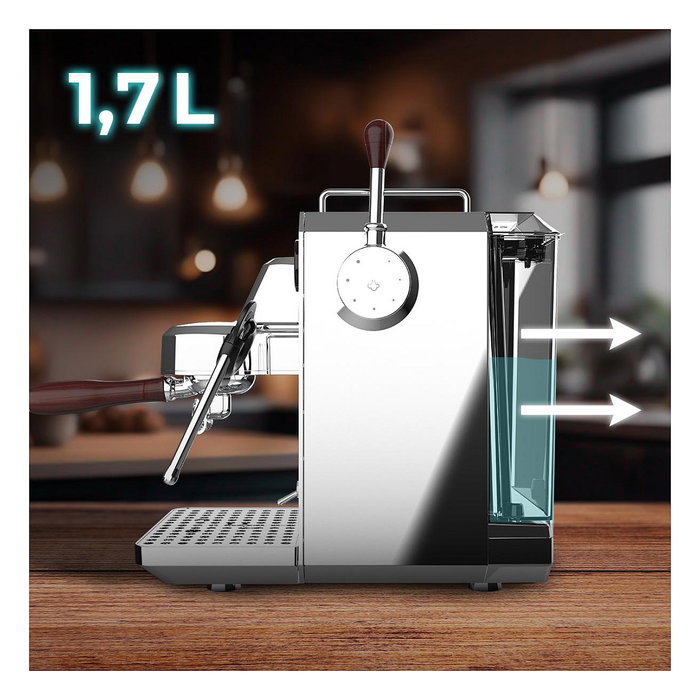Cecotec Baristeo Intima Siebtrgermaschine, Máquina de Espresso con Thermoblock 15 Bar, 1850W, Espumador de Leche, Capacidad 1.7L, Preparación de Café Molido, Color Acero Inoxidable