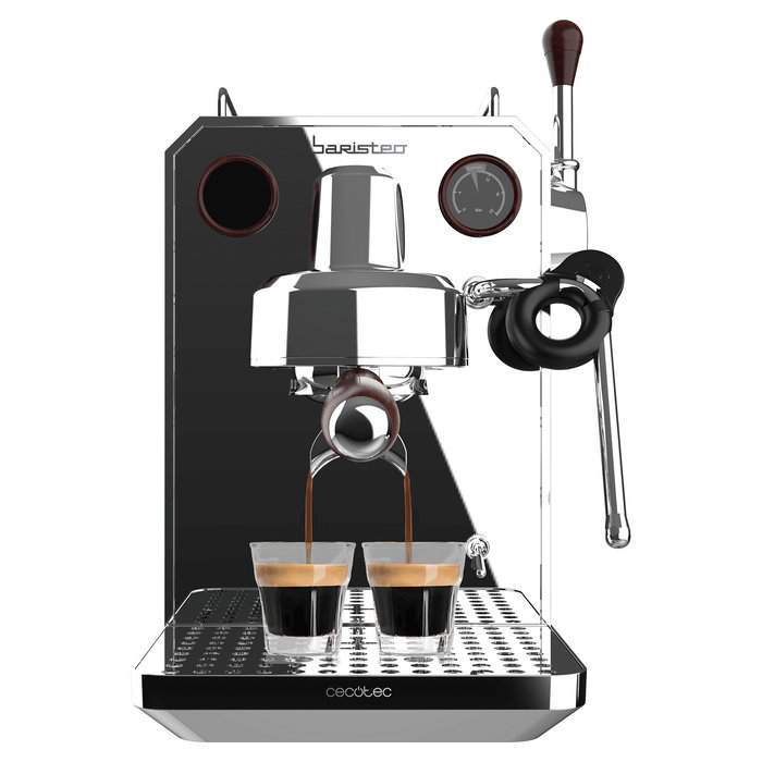Cecotec Baristeo Intima Siebtrgermaschine, Máquina de Espresso con Thermoblock 15 Bar, 1850W, Espumador de Leche, Capacidad 1.7L, Preparación de Café Molido, Color Acero Inoxidable