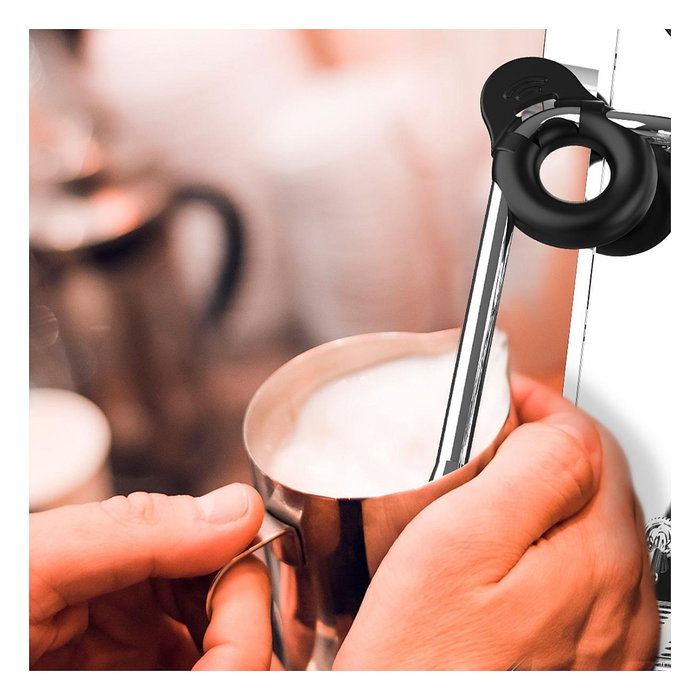 Cecotec Baristeo Intima Siebtrgermaschine, Máquina de Espresso con Thermoblock 15 Bar, 1850W, Espumador de Leche, Capacidad 1.7L, Preparación de Café Molido, Color Acero Inoxidable