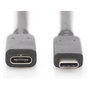 Digitus Cable de Extensión USB 2.0 Tipo C, USB-C Macho a USB-C Hembra, 2 metros, Longitud 2m, Negro