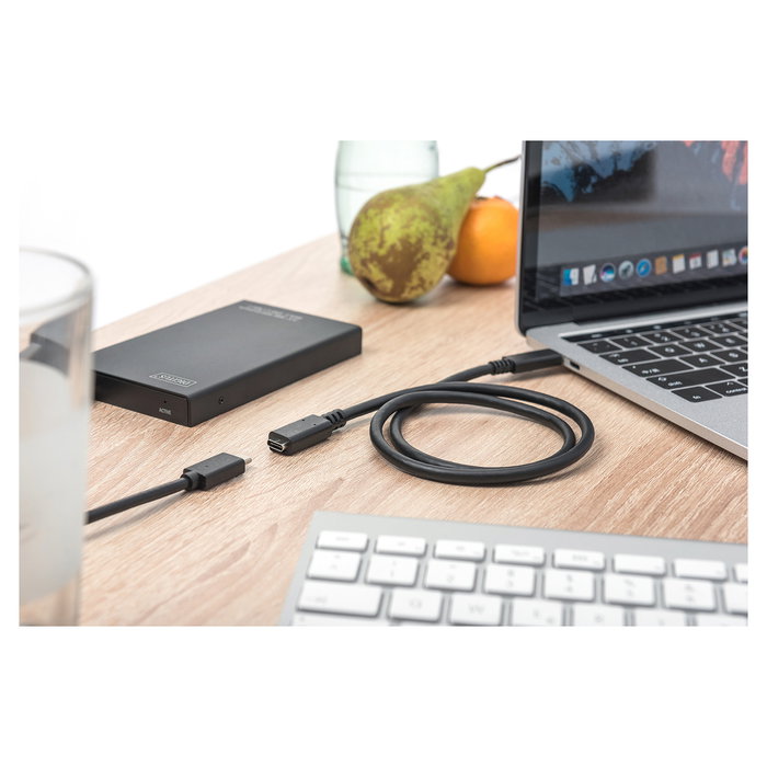Digitus Cable de Extensión USB 2.0 Tipo C, USB-C Macho a USB-C Hembra, 2 metros, Longitud 2m, Negro