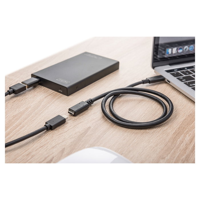 Digitus Cable de Extensión USB 2.0 Tipo C, USB-C Macho a USB-C Hembra, 2 metros, Longitud 2m, Negro