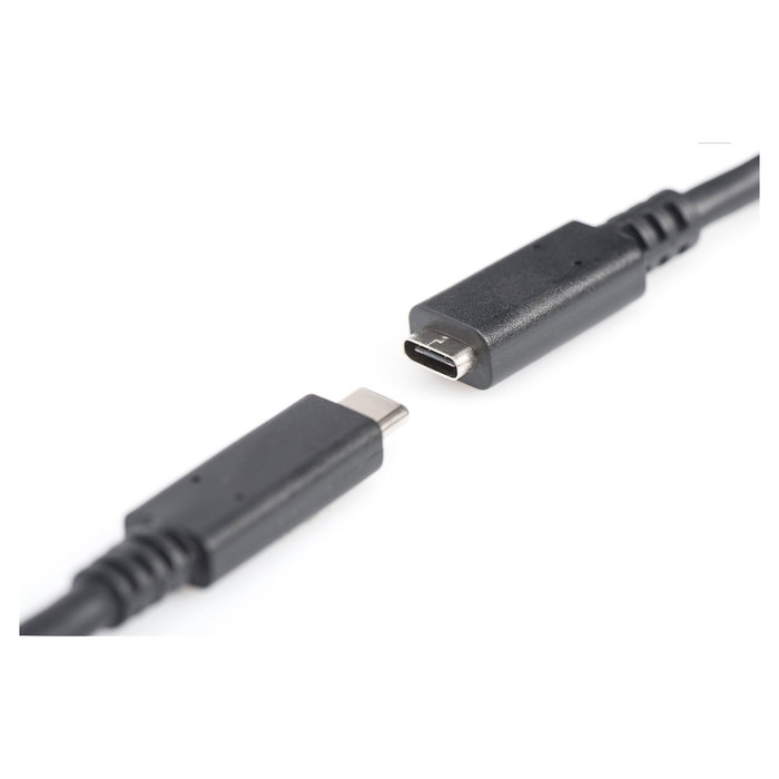 Digitus Cable de Extensión USB 2.0 Tipo C, USB-C Macho a USB-C Hembra, 2 metros, Longitud 2m, Negro
