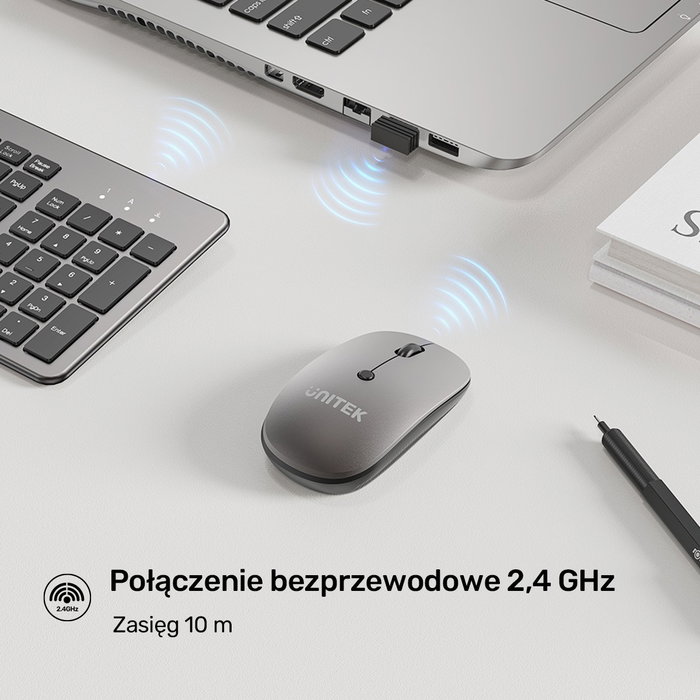 Unitek SlimDuo Conjunto de Teclado y Ratón Inalámbrico Negro-Gris
