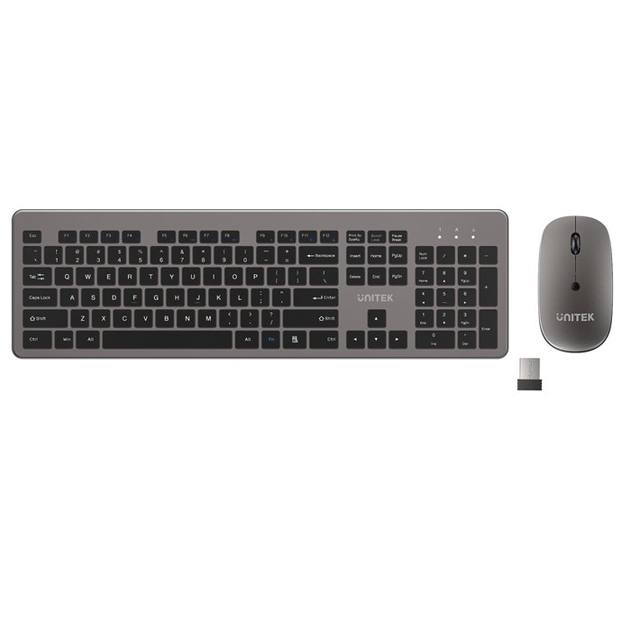 Unitek SlimDuo Conjunto de Teclado y Ratón Inalámbrico Negro-Gris