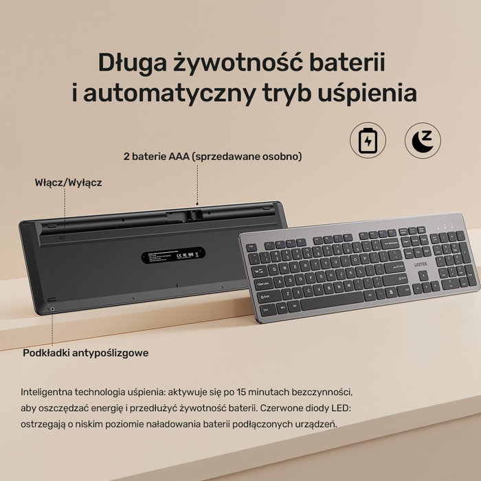 Unitek SlimDuo Conjunto de Teclado y Ratón Inalámbrico Negro-Gris