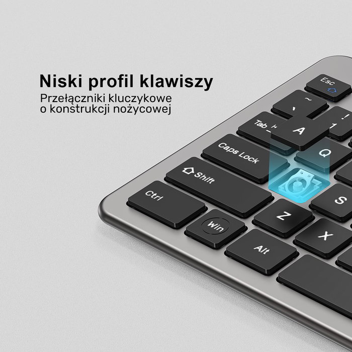 Unitek SlimDuo Conjunto de Teclado y Ratón Inalámbrico Negro-Gris