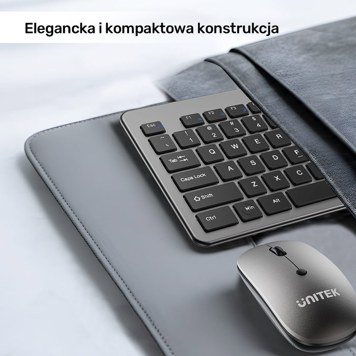 Unitek SlimDuo Conjunto de Teclado y Ratón Inalámbrico Negro-Gris