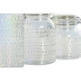 DKD Home Decor Set de 3 Botes de Cristal y Metal con Cierre Hermético