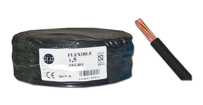 Cable eléctrico flexible 6,0 mm de 100 mt negro Cable eléctrico flexible 6,0 mm de 100 mt negro