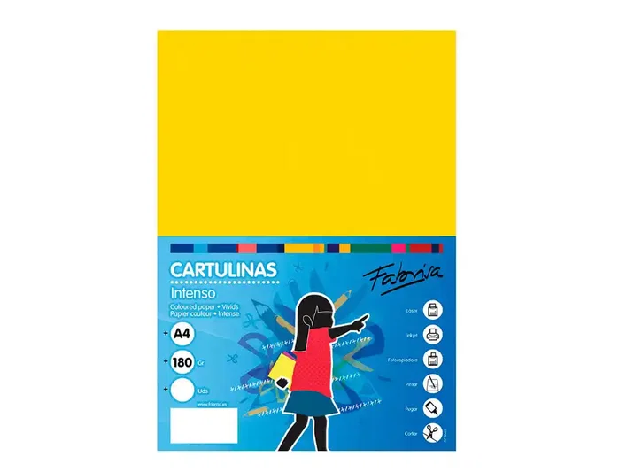 Fabrisa Pack de 50 Cartulinas Amarillo Limón A4 180g