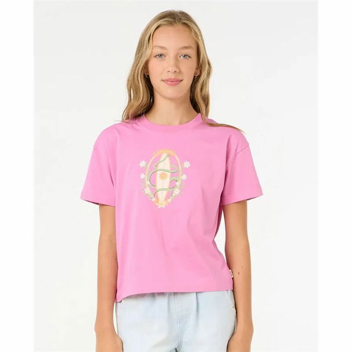 Camiseta de Manga Corta Infantil Rip Curl Island Surf Crop Rosa Camiseta de Manga Corta Infantil Rip Curl Island Surf Crop Rosa