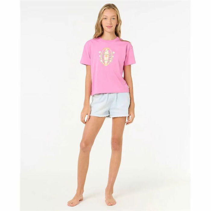 Camiseta de Manga Corta Infantil Rip Curl Island Surf Crop Rosa Camiseta de Manga Corta Infantil Rip Curl Island Surf Crop Rosa