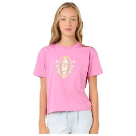 Camiseta de Manga Corta Infantil Rip Curl Island Surf Crop Rosa