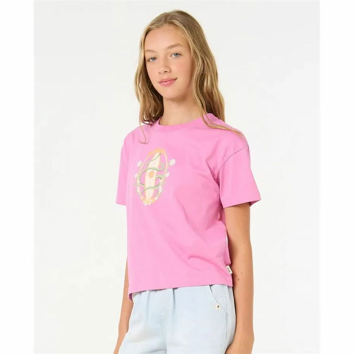 Camiseta de Manga Corta Infantil Rip Curl Island Surf Crop Rosa Camiseta de Manga Corta Infantil Rip Curl Island Surf Crop Rosa