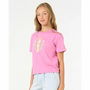 Camiseta de Manga Corta Infantil Rip Curl Island Surf Crop Rosa