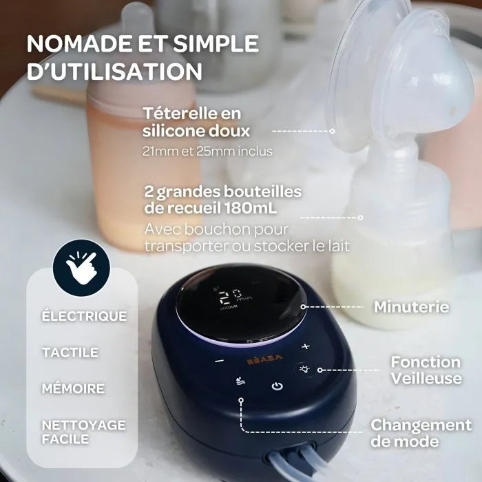 BEABA Extractor de Leche Eléctrico Doble AABKX54441 - Azul Medianoche
