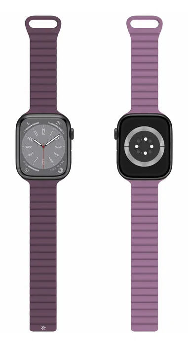 Celly Correa para Apple Watch 42/44/45 mm de Silicona con Cierre Magnético, Color Violeta - Compatible con Apple Watch Series 4/5/6/7/8/SE