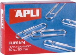 APLI PAPER Pack de 10 cajas de 80 clips niquelados de 50 mm Nº4