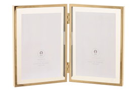 DKD Home Decor Set de 2 Marcos de Fotos 13x18 Dorado en Inox y Cristal